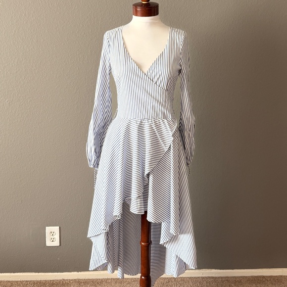 Caroline Constas Dresses & Skirts - Caroline Constas New York Lena navy blue white nautical hi low stripe dress Sz S